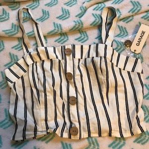 NWT Black and White Striped Crop Top